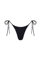 Black bikini bottom with tie sides on a white background