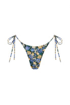 Floral bikini bottom with tie sides on a white background