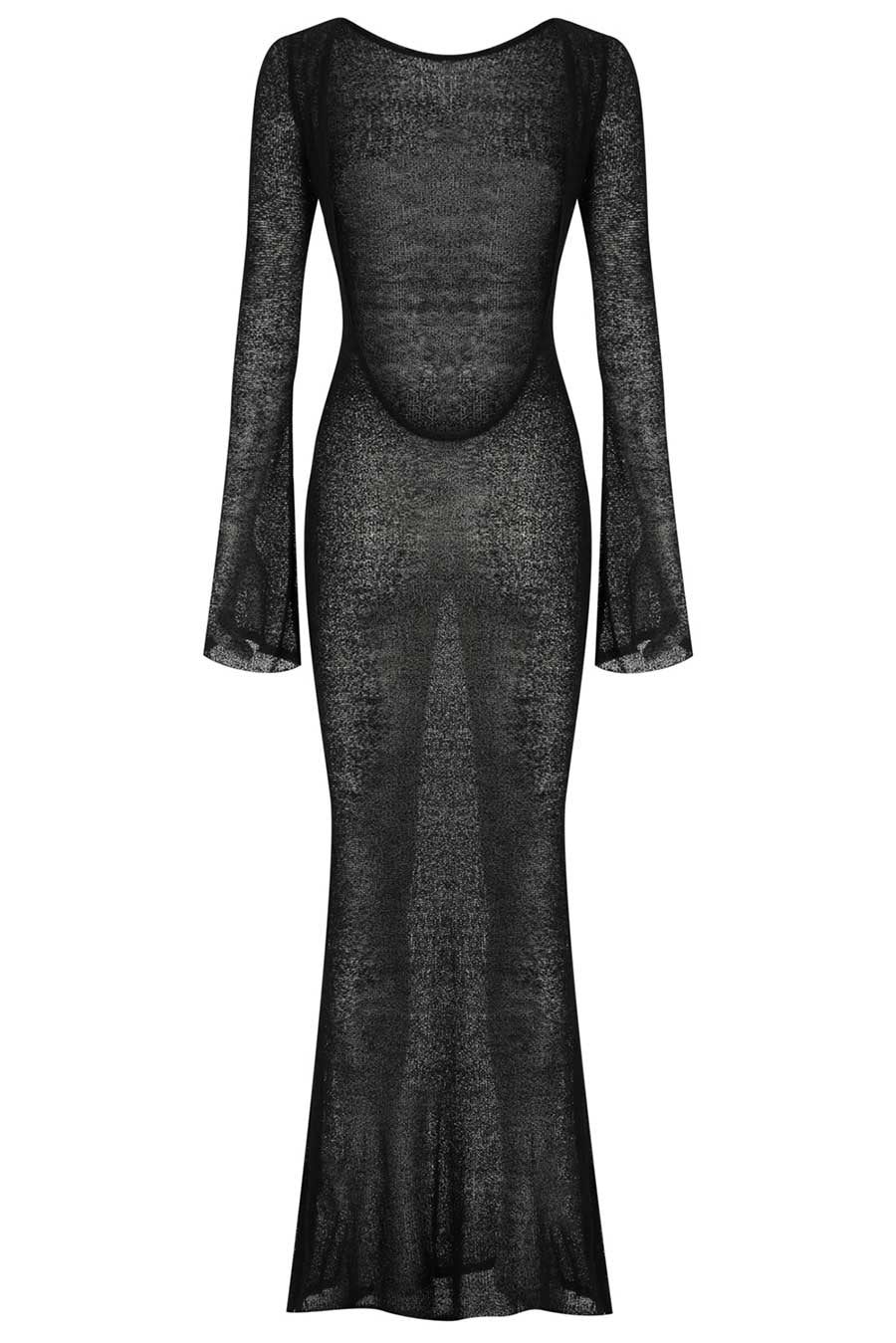 Black long-sleeve dress on a white background