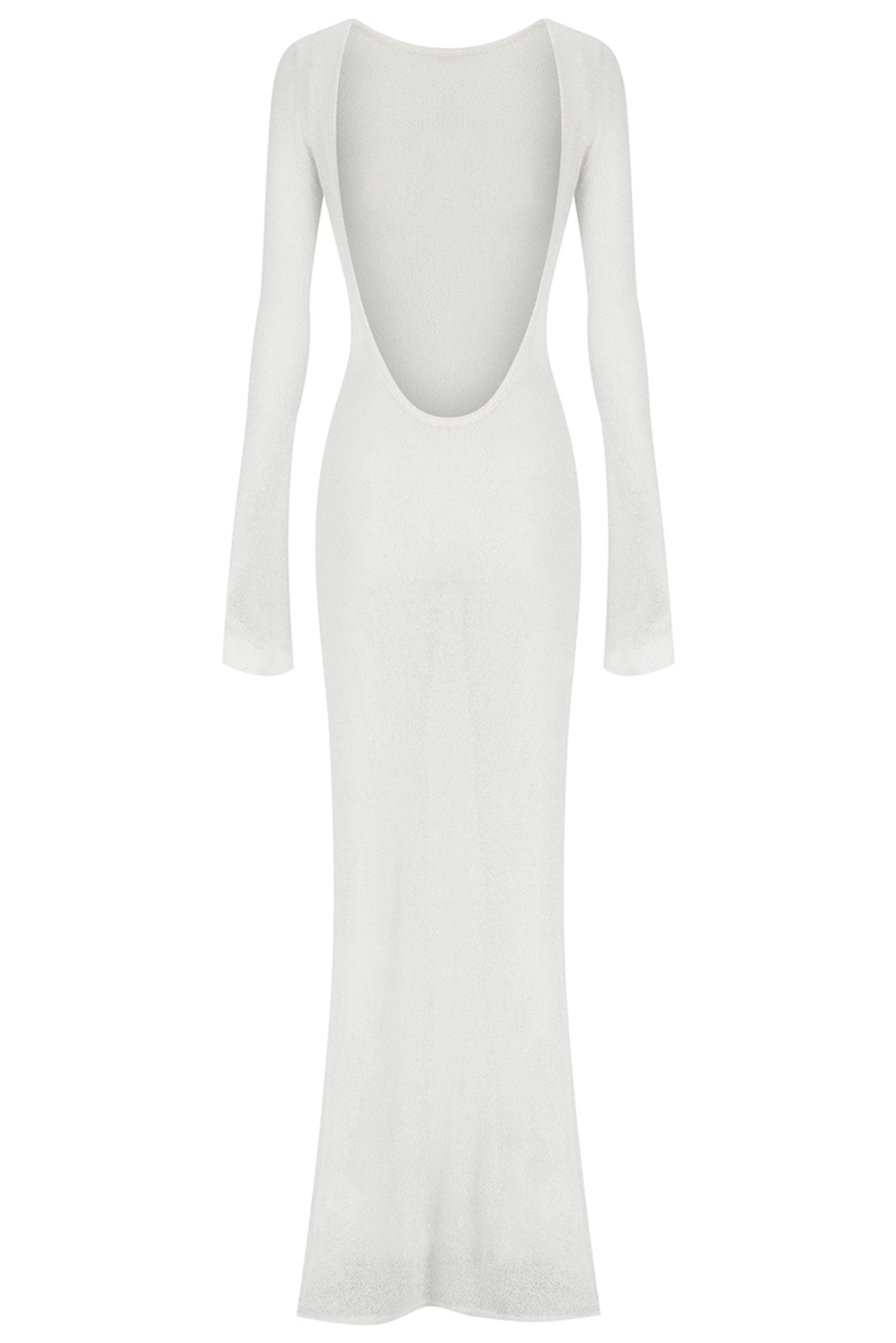 White dress with a low back on a white background