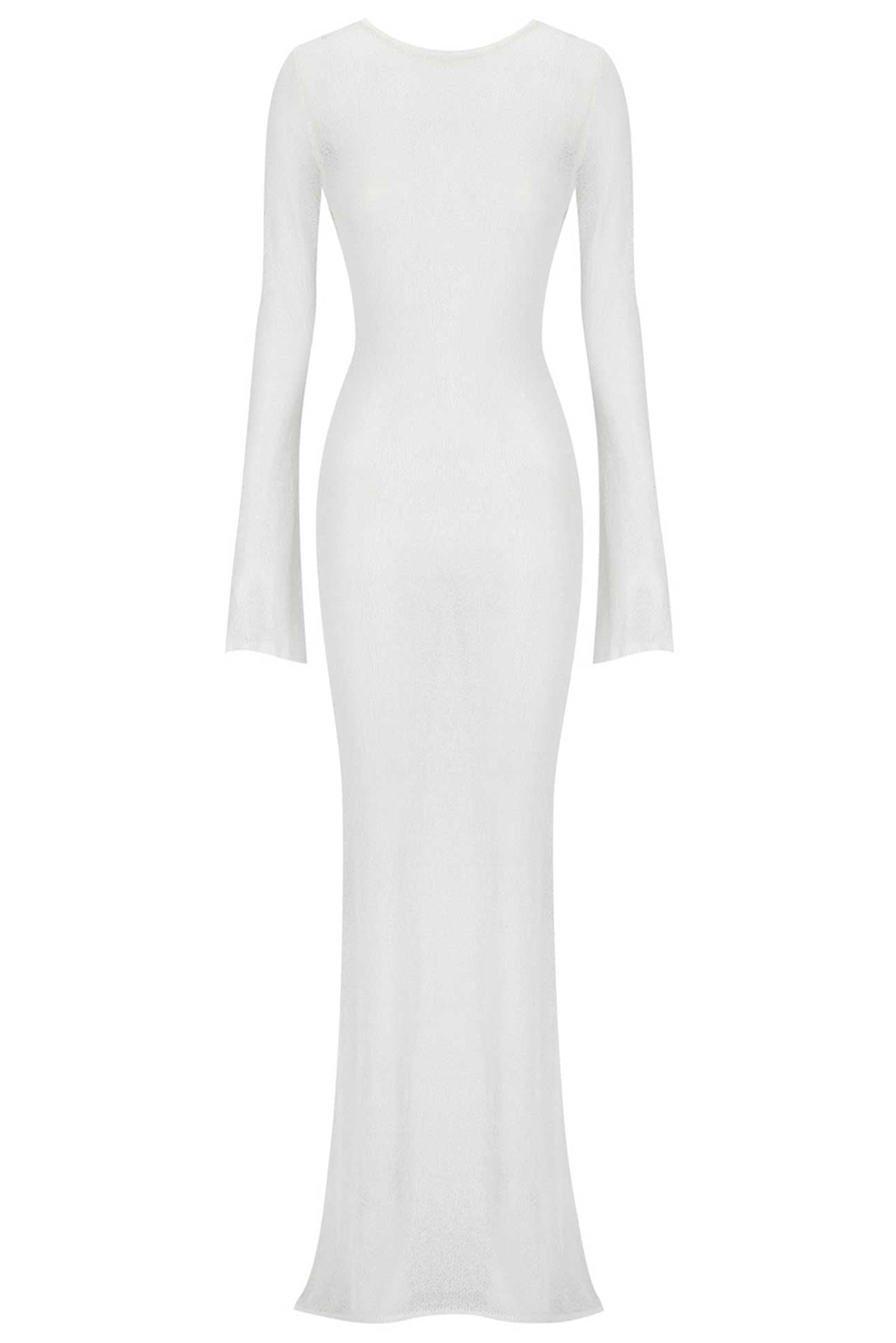 White long-sleeve gown on a white background