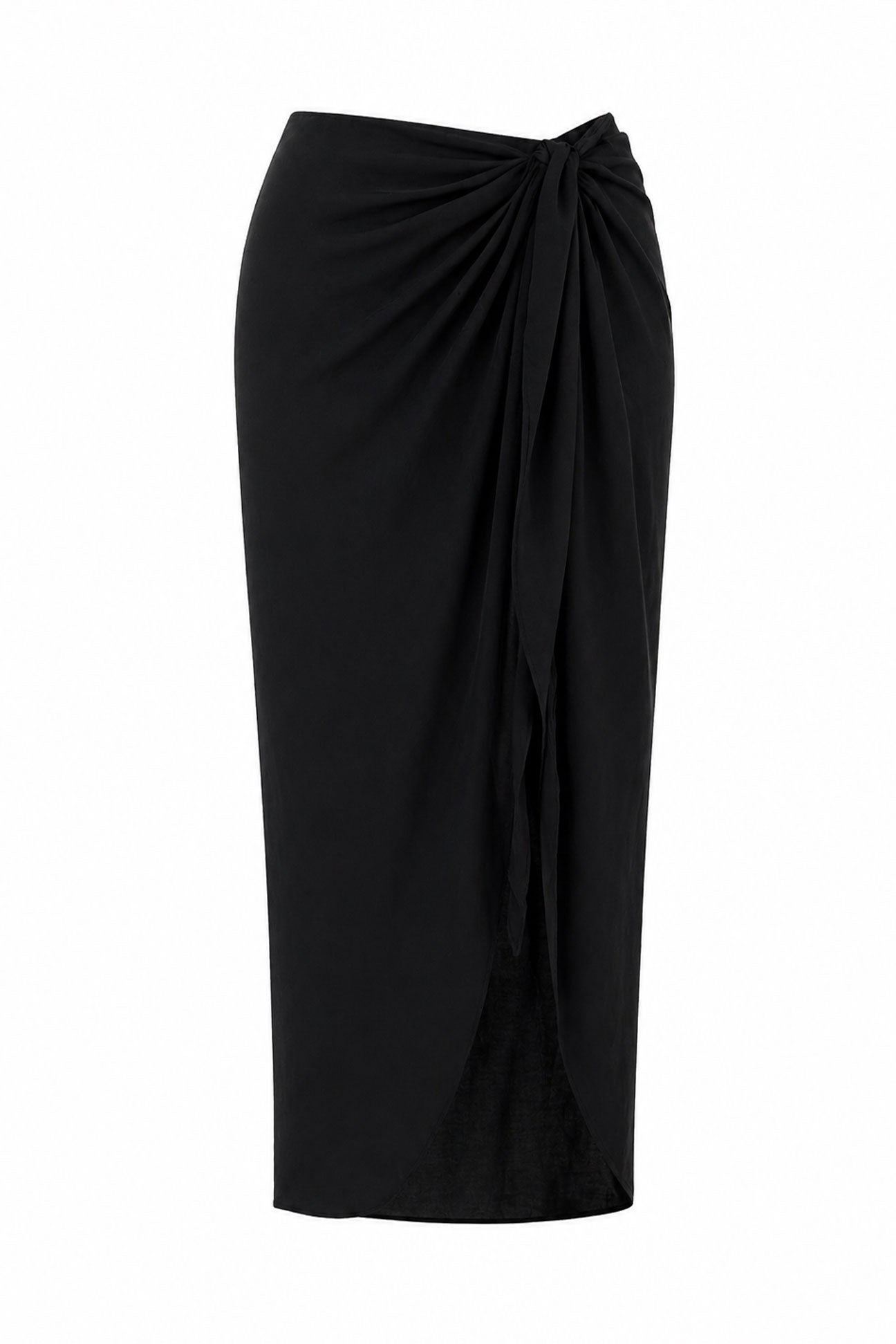 Black draped skirt on a white background