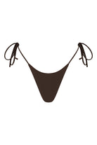 Brown bikini bottom with tie sides on a white background