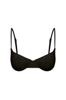 Black bikini top on a white background