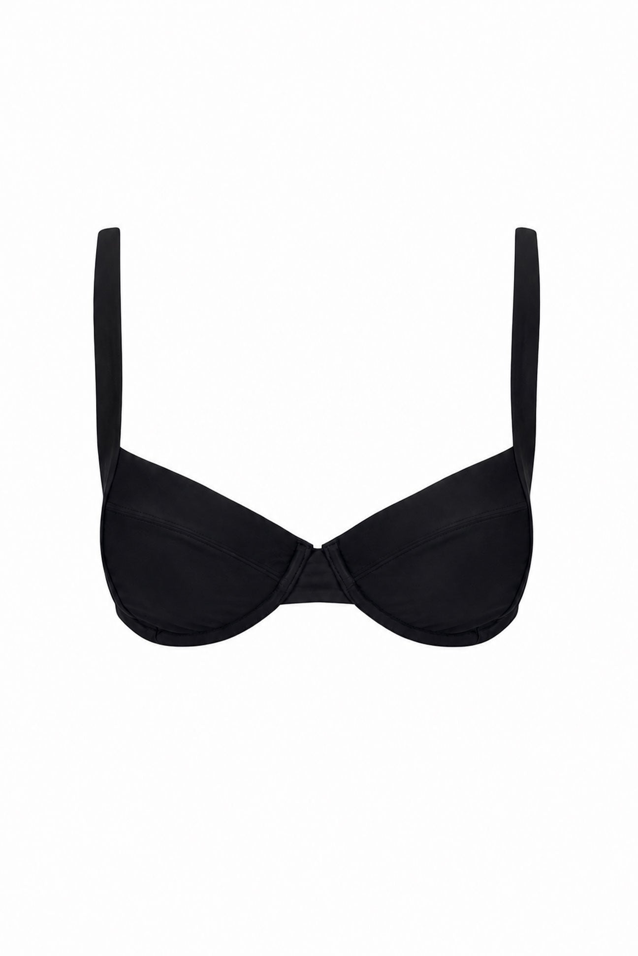 Black bikini top on a white background