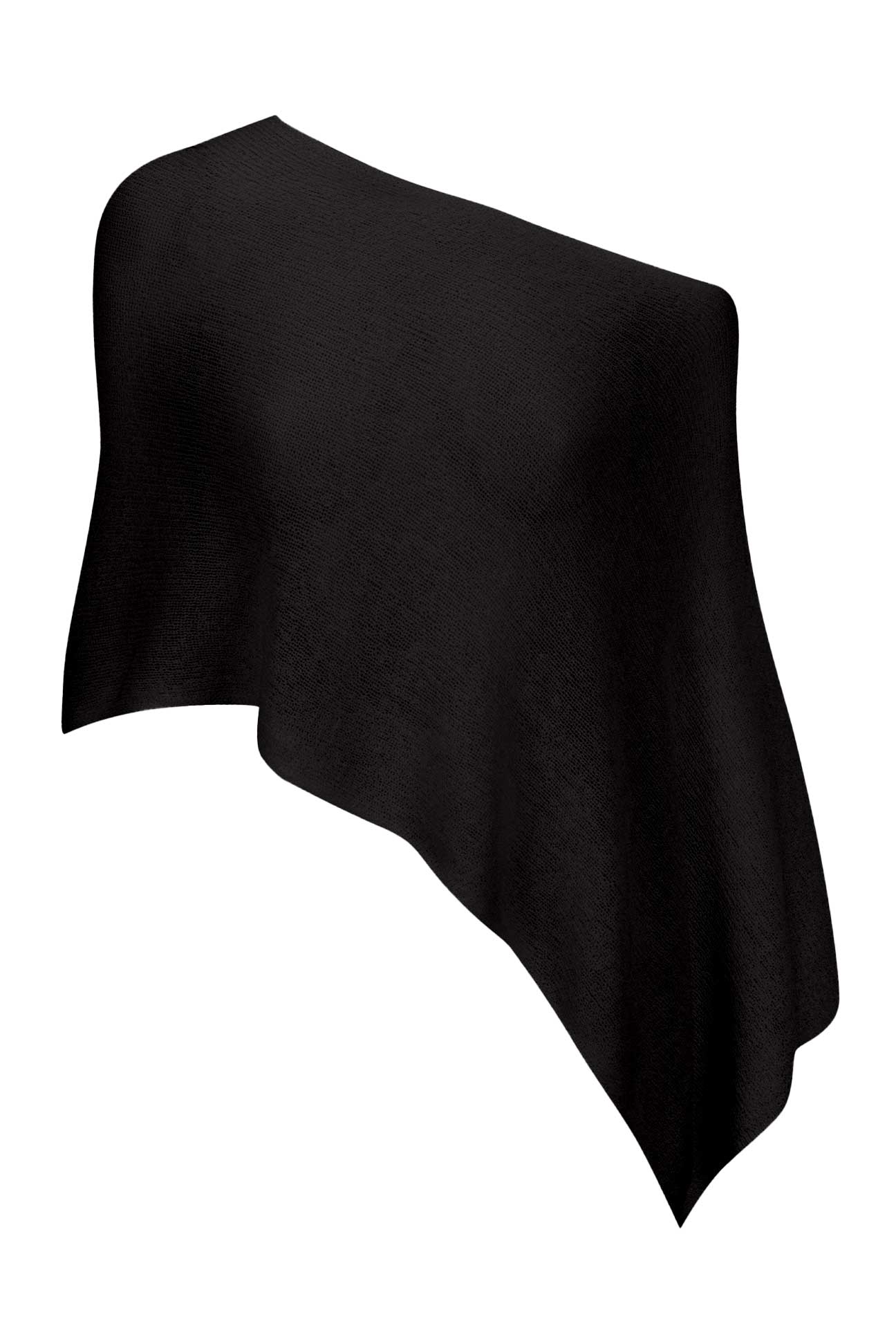 Black one-shoulder top on a white background
