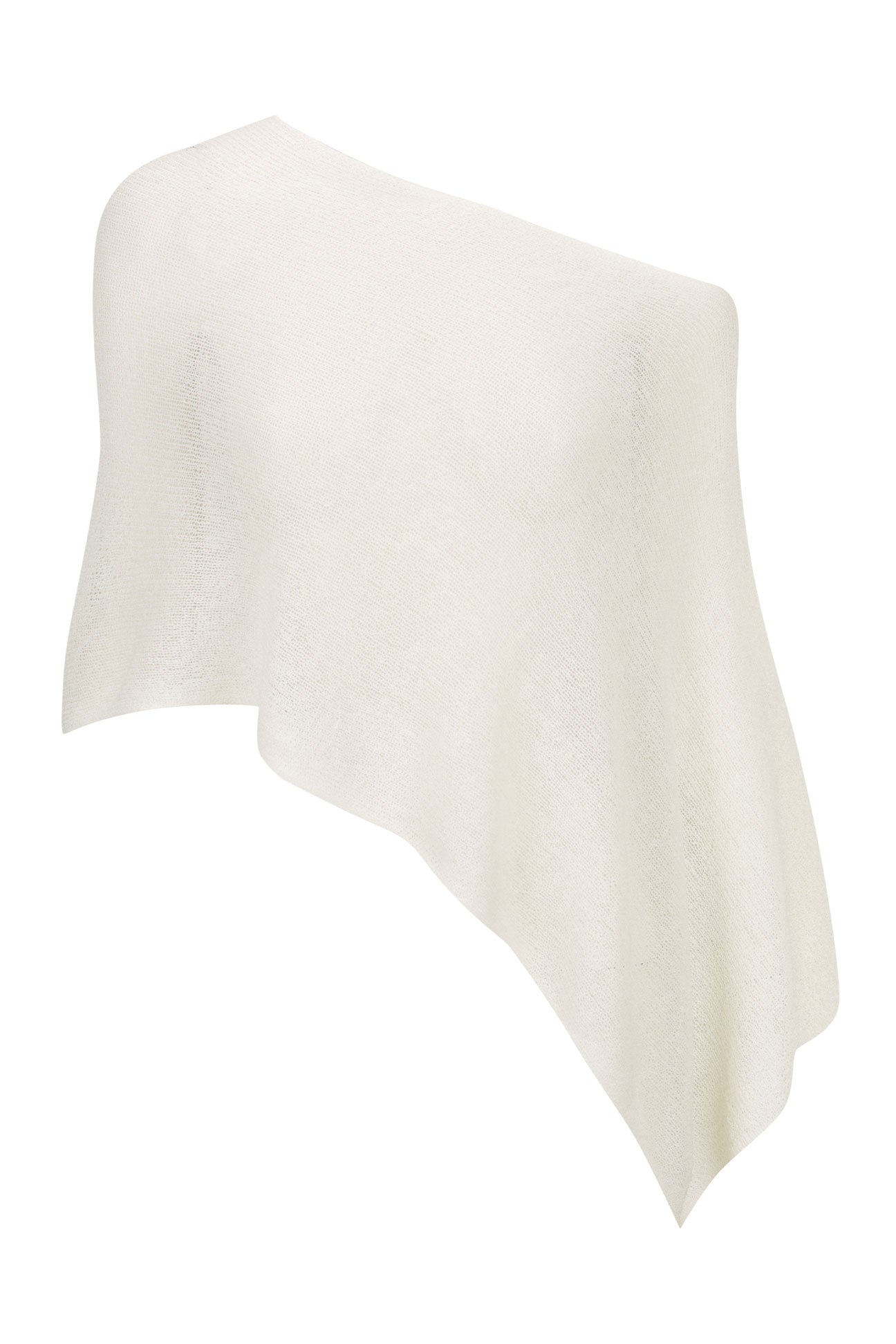 White one-shoulder sweater on a white background