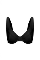 Black bikini top on a white background