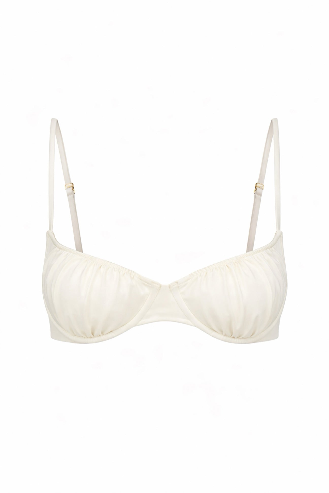 White swimwear top on a white background