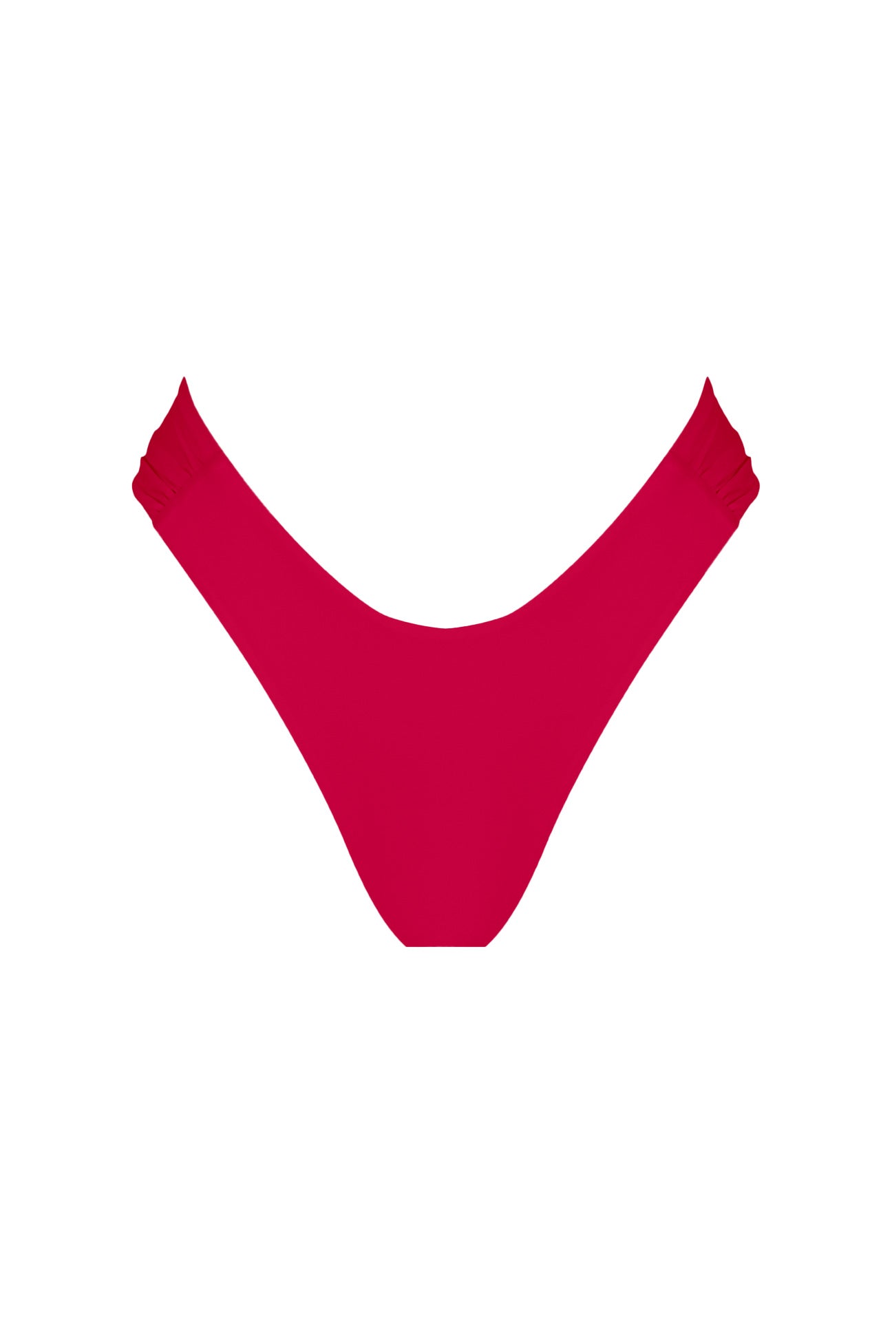 Red swimsuit top on a white background