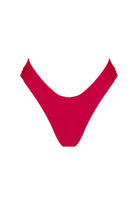 Red swimsuit top on a white background