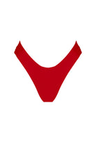 Red swimsuit top on a white background