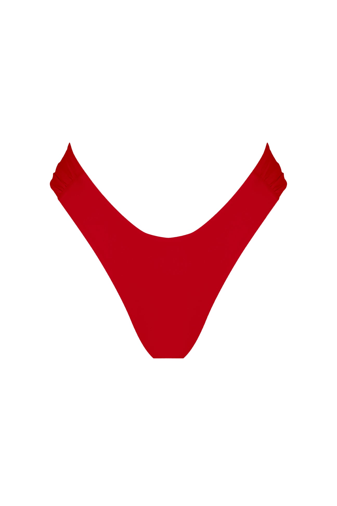 Red swimsuit top on a white background