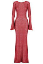 Magenta dress with long sleeves on a white background