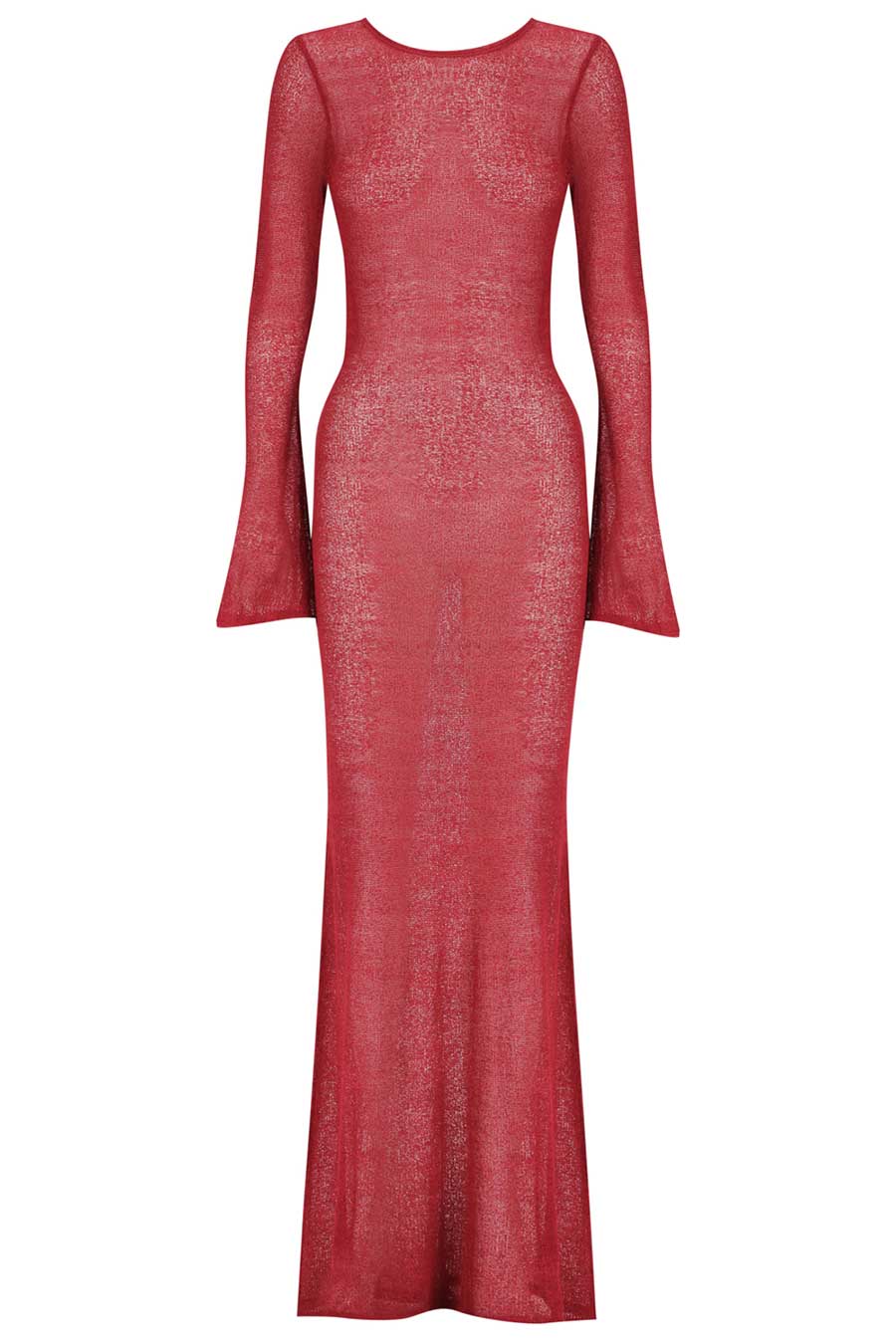 Magenta dress with long sleeves on a white background