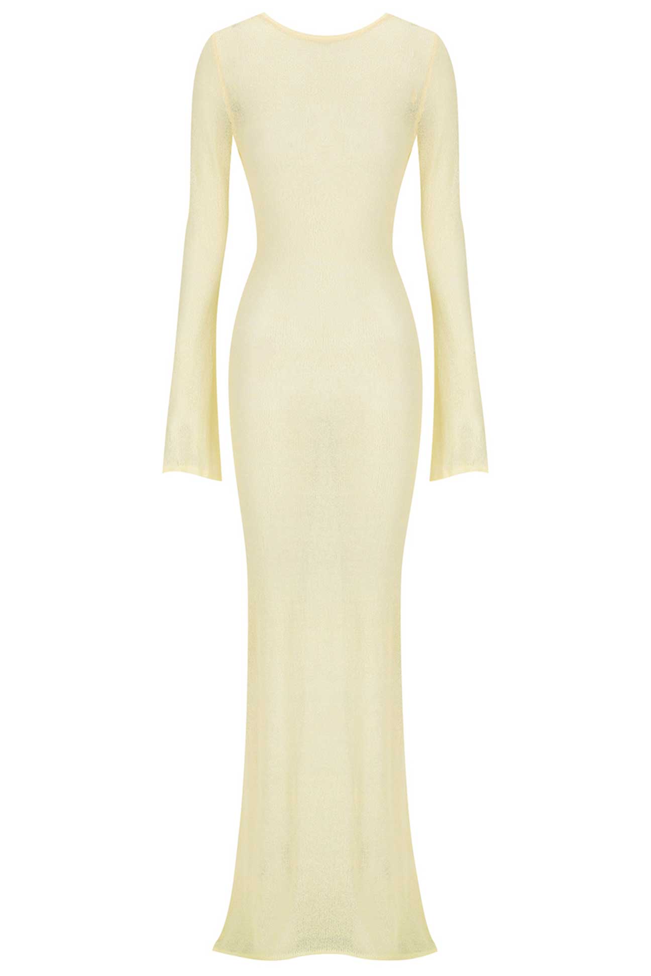 yellowl long-sleeve dress on a white background