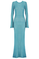 Teal long-sleeve dress on a white background