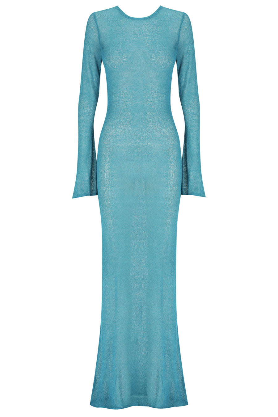 Teal long-sleeve dress on a white background