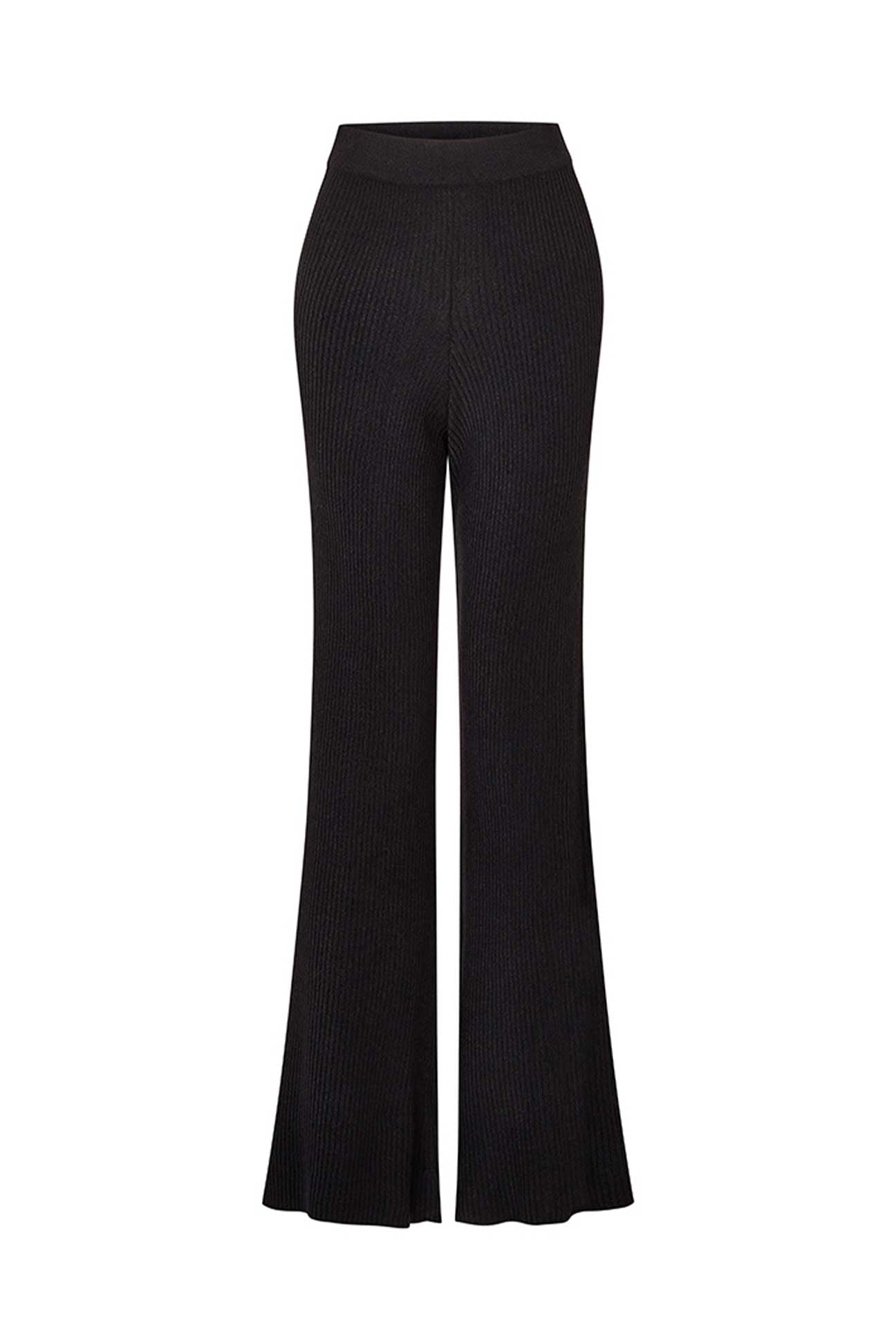Black ribbed pants on a white background