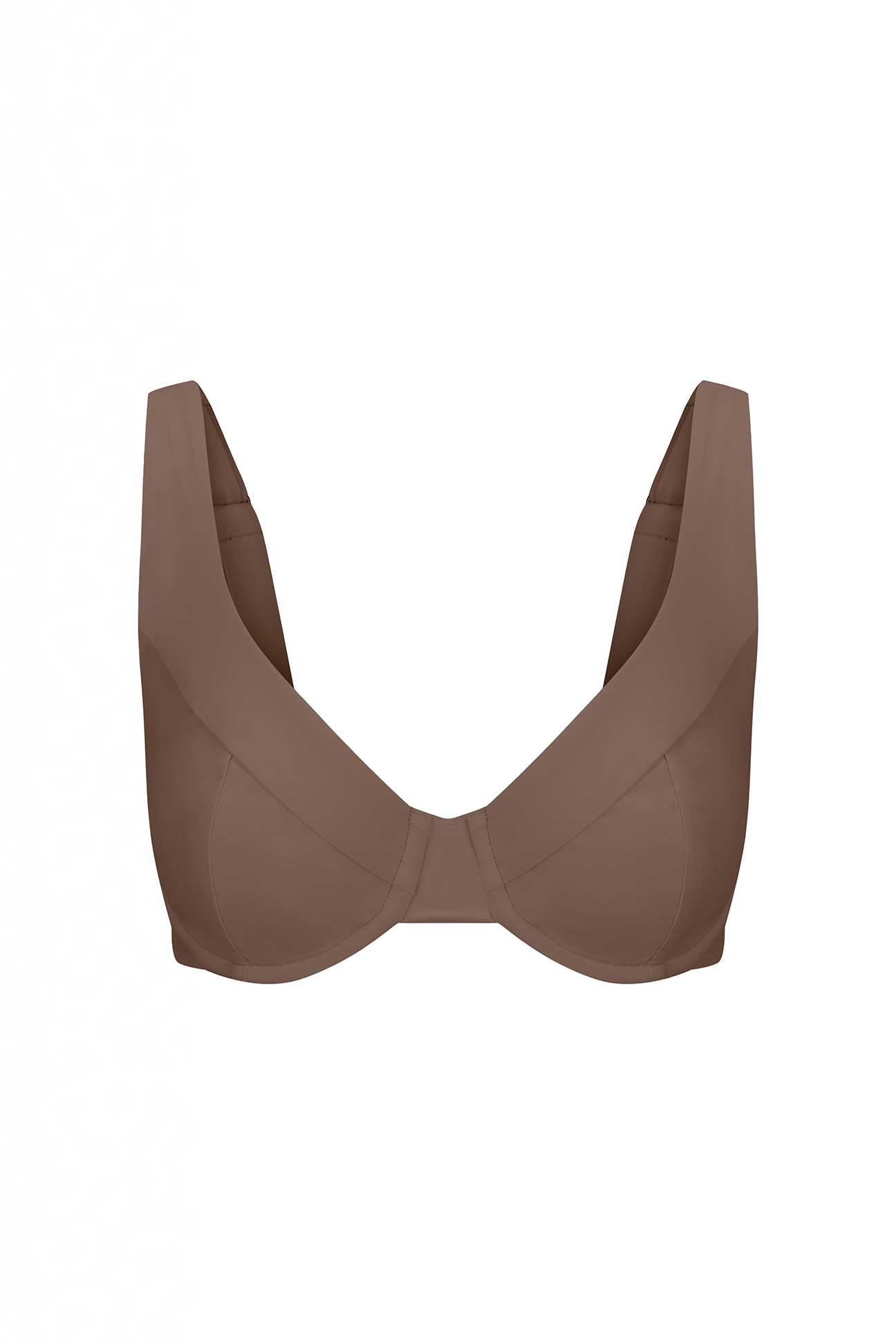 mocha bikini top on a white background