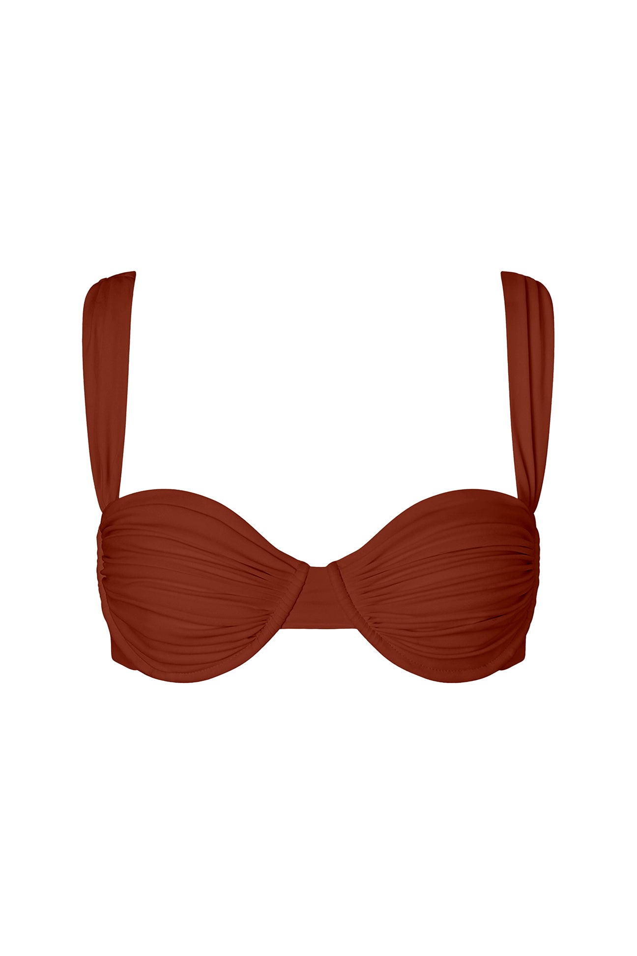 Terracotta top with thin straps on a white background