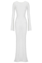 White long-sleeve gown on a white background
