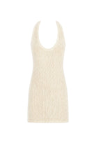 A cream-colored, textured knit sleeveless tank top with a scoop neckline, shown against a plain white background.