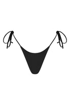 Black bikini bottom with tie sides on a white background