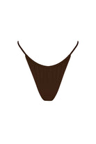 Brown bikini bottom with thin straps on a white background