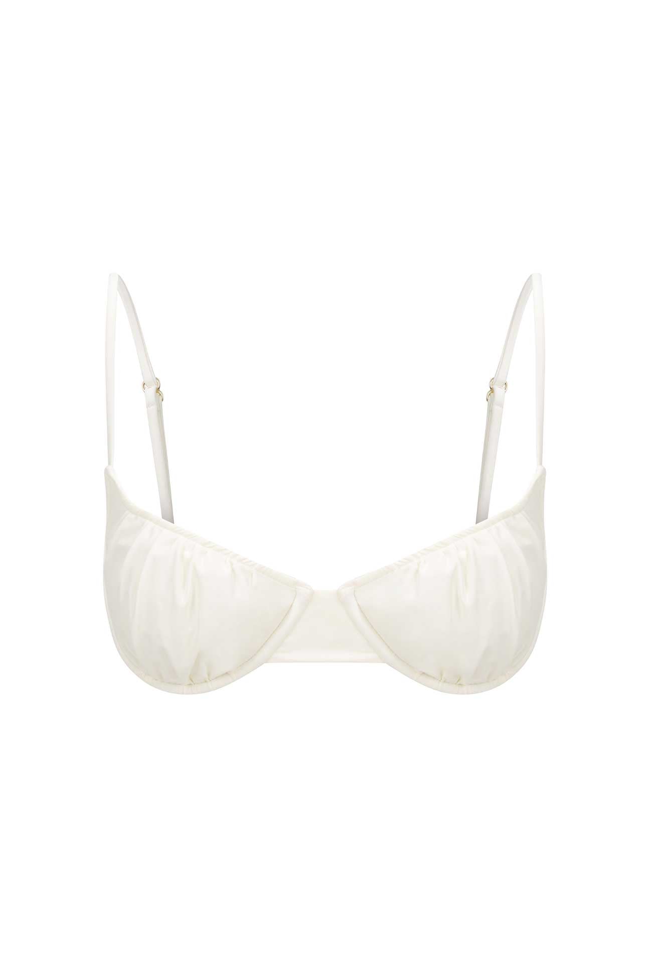 White bikini top on a white background