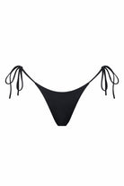 Black bikini bottom with tie sides on a white background