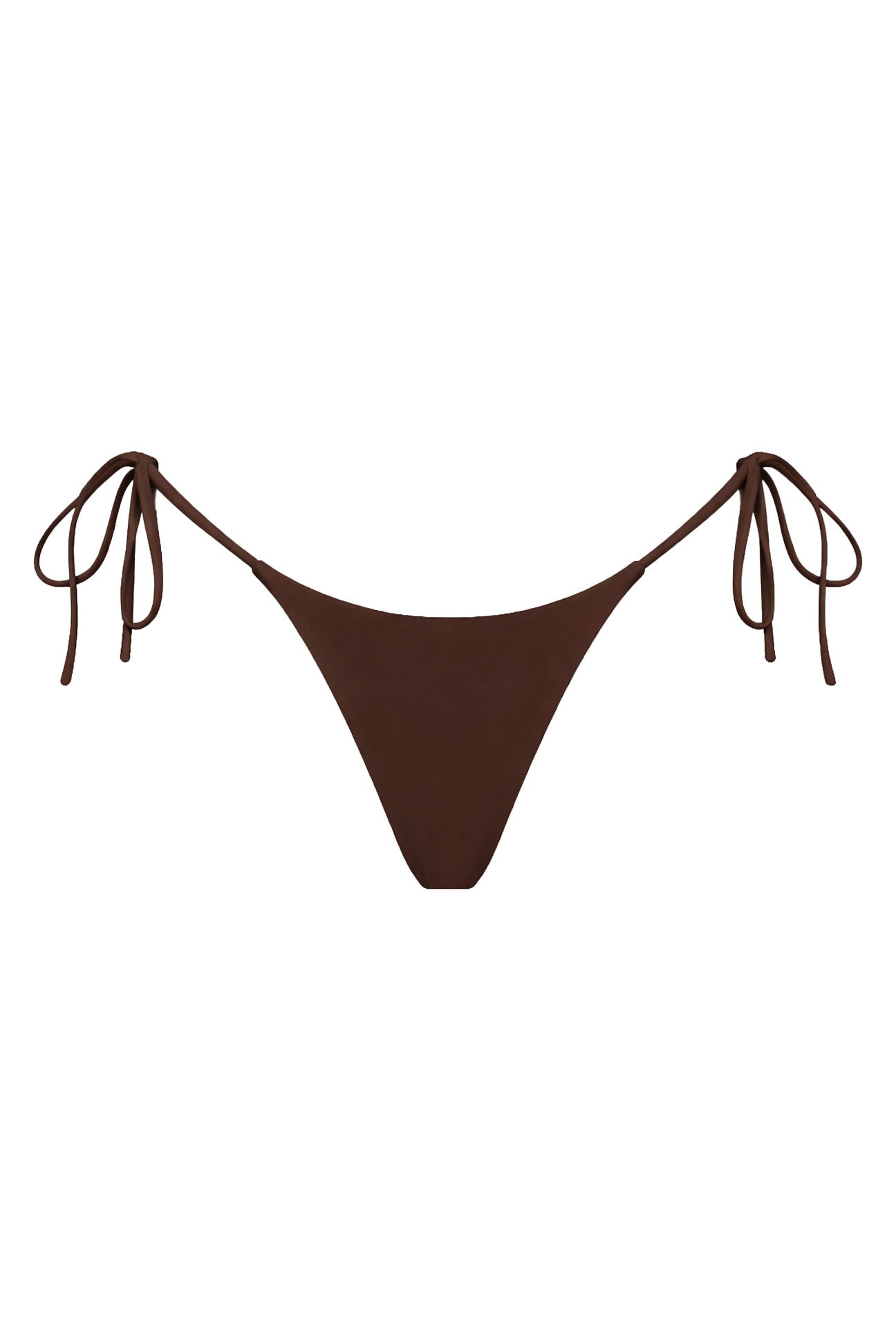 Brown bikini bottom with tie sides on a white background