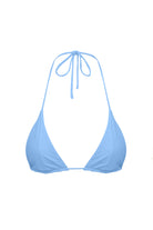 Light blue triangle bikini top on a white background