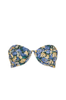 Floral-patterned bikini top on a white background