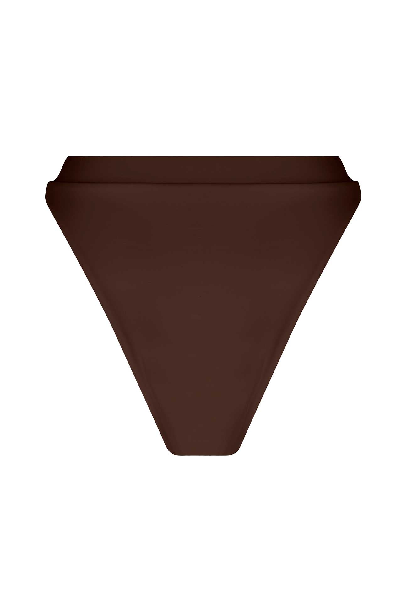 Brown triangular bikini bottom on a white background