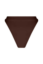 Brown triangular bikini bottom on a white background