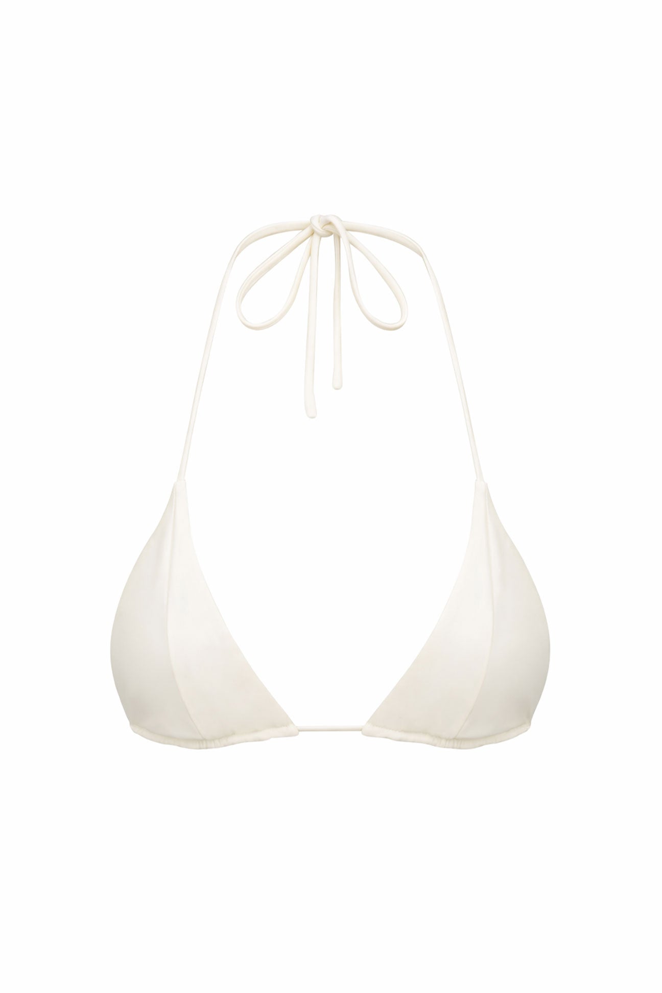 White triangle bikini top on a white background