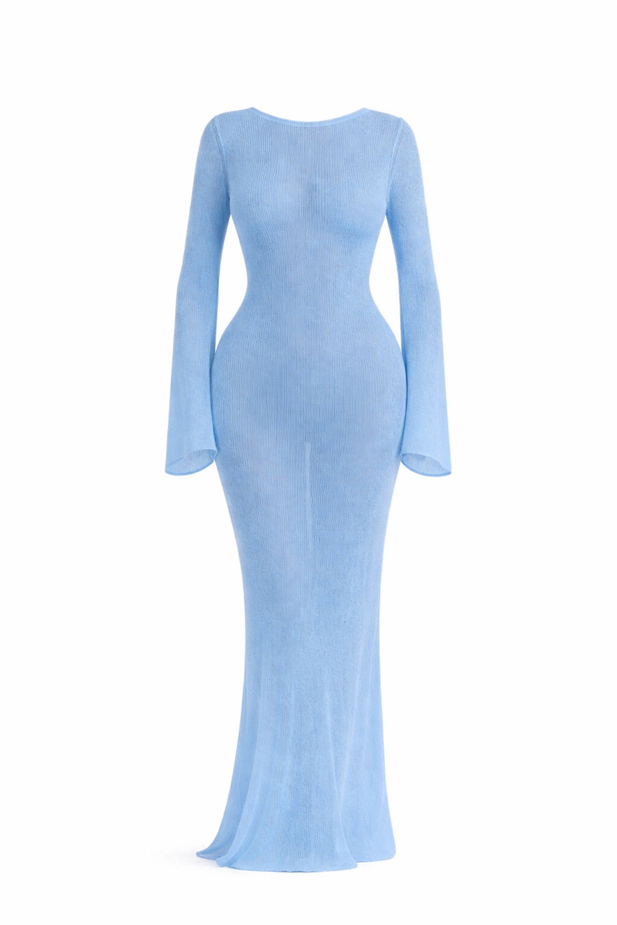 Light blue long-sleeve dress on a white background