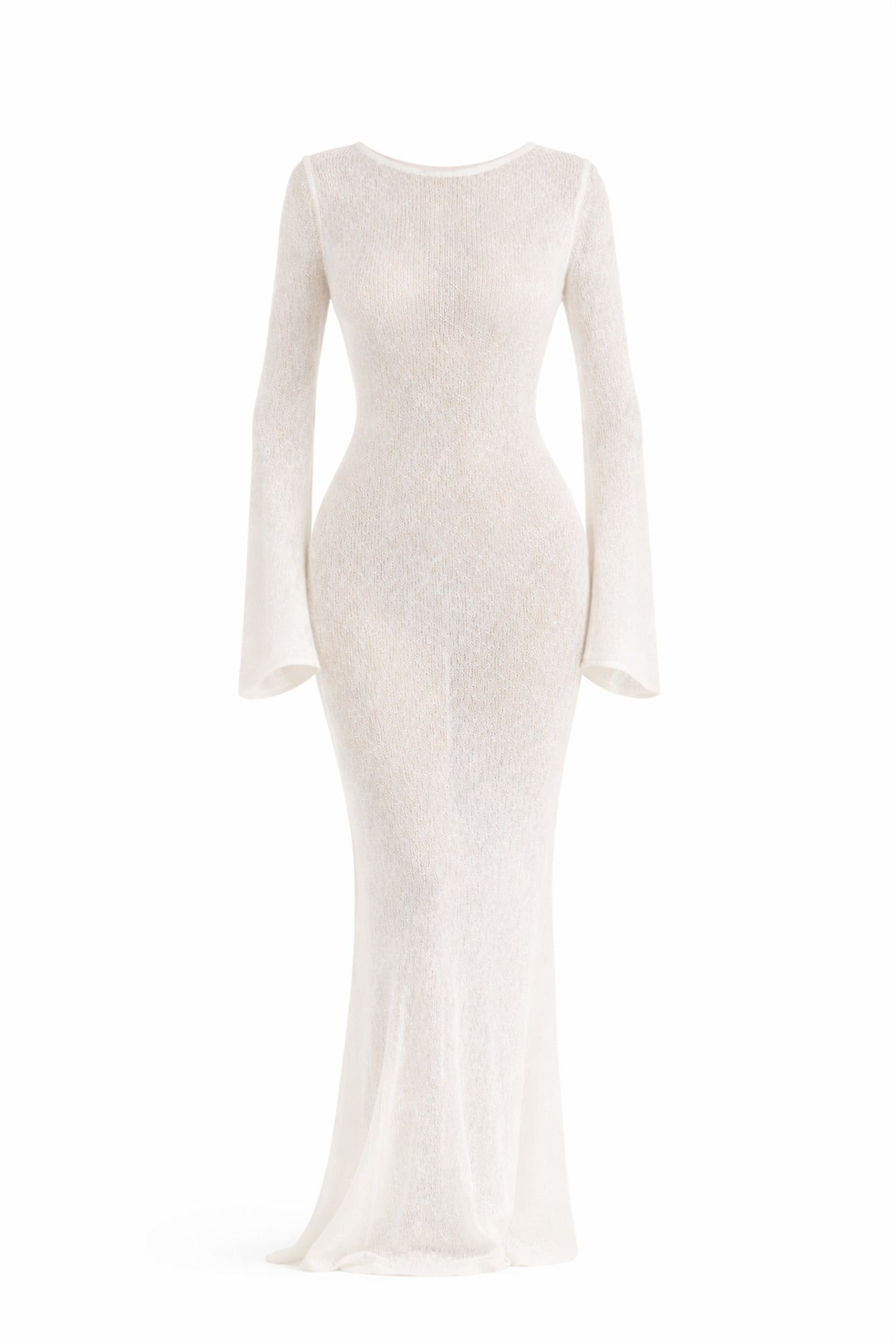 White long-sleeve dress on a white background