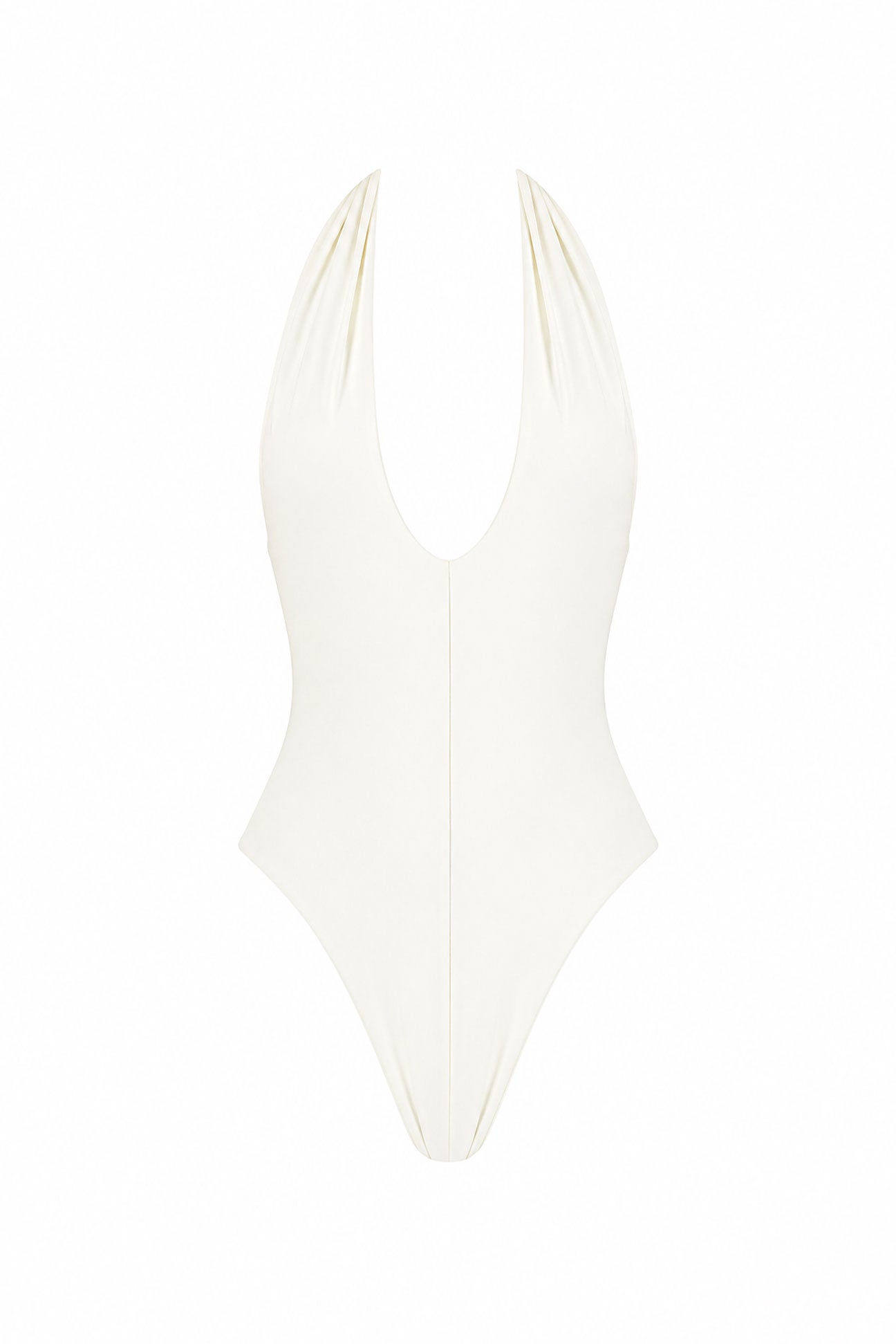 White swimsuit with thin straps on a white background