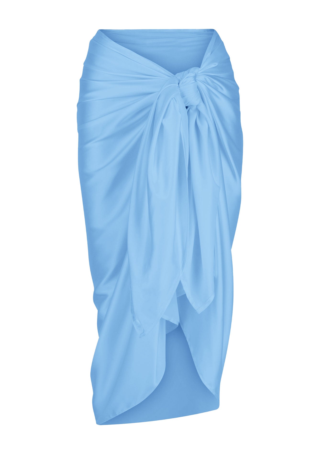 Light blue draped skirt on a white background